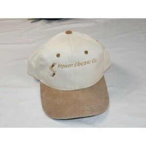 VTG Vintage Snapback Trucker Hat - Off White & Khaki Impson Electric Advertising